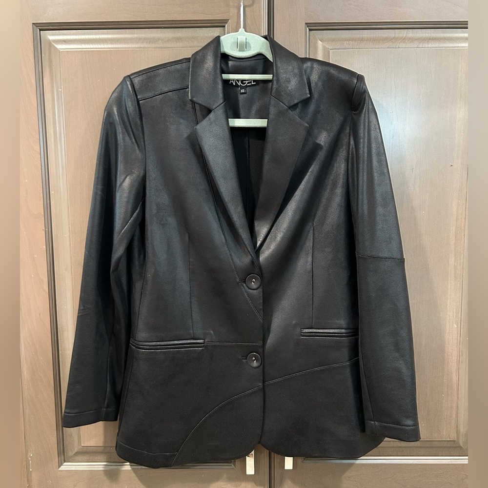 Angel Apparel Vegan Leather Blazer in Black, Size XS